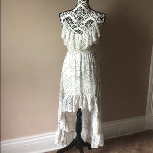 White and black outlined rose dress